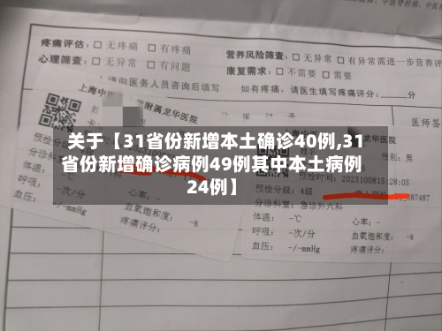 关于【31省份新增本土确诊40例,31省份新增确诊病例49例其中本土病例24例】