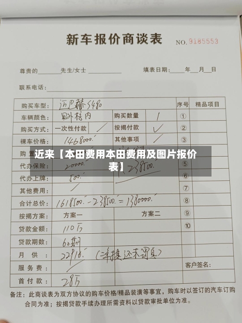 近来【本田费用本田费用及图片报价表】-第2张图片