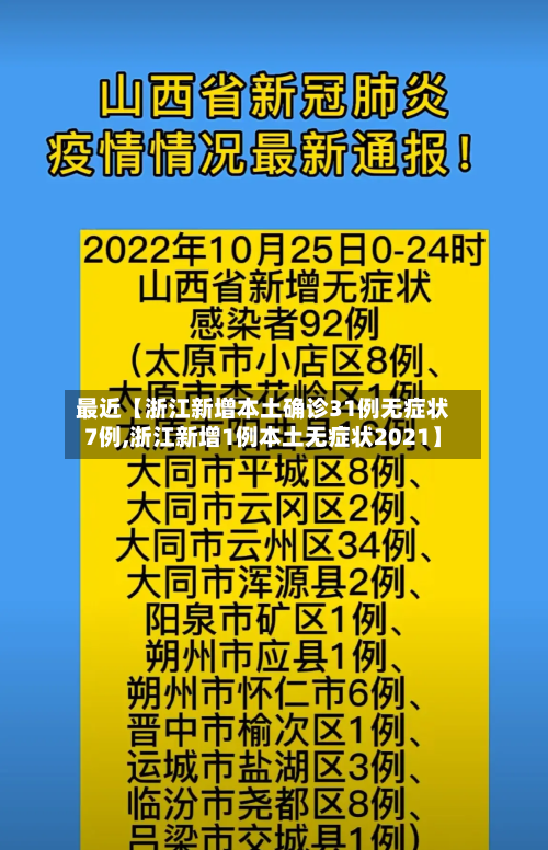 最近【浙江新增本土确诊31例无症状7例,浙江新增1例本土无症状2021】
