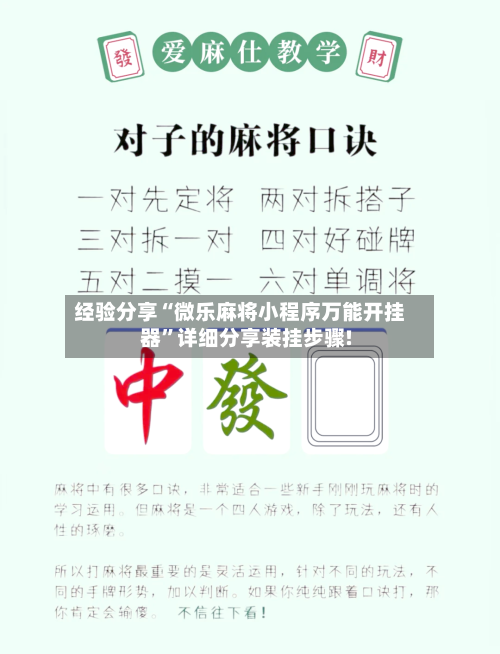 经验分享“微乐麻将小程序万能开挂器	”详细分享装挂步骤!-第2张图片