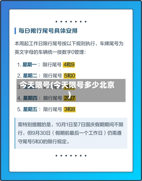 今天限号(今天限号多少北京)